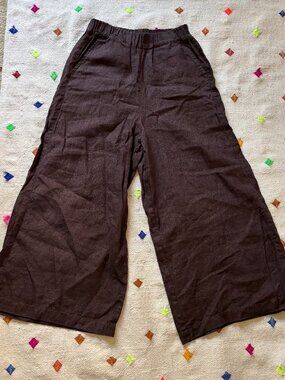 Like New Not Perfect Linen Wels Pants  - Espresso Brown, Size S/M